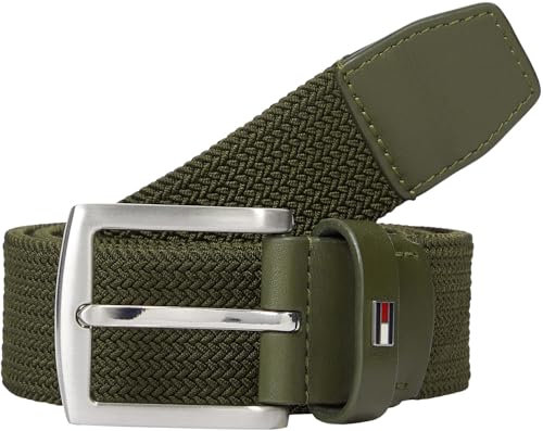 Tommy Hilfiger Herren Gürtel Denton Elastic 3,5 cm Geflochten, Grün (Army Green), 95 cm