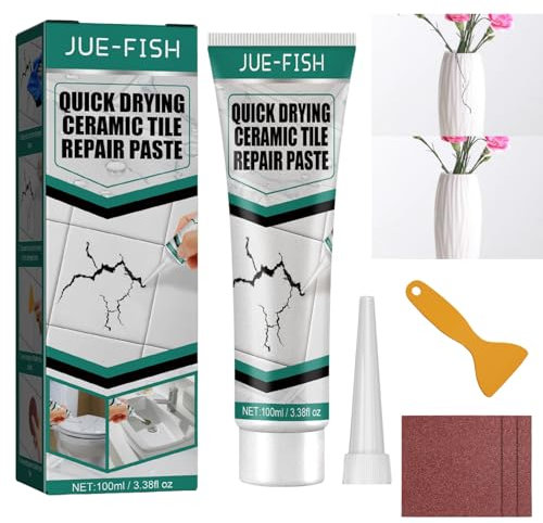 Ceramic & Porcelain Tile Repair Paste - Small Hole, Chip & Crack Repair Kit - White