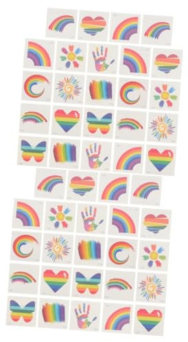 Healeved 48pcs Gay Pride Tattoos Rainbow Temporary Tattoos for Parades Face Body Sticker Party Decorations Fake Pride Accessories Women Random Style