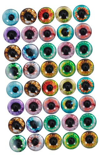Anneome 14mm Eye Glass Patches 50 Pack Gems Glass Sticker DIY Jewelry Material for Home Decor Craft Work