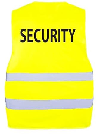 GIDUTEX Sicherheitsweste Warnweste Aufdruck Security oder Visitor mit reflektierenden Streifen waschbar (Security, M/L)