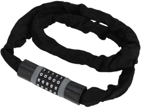 Hihaha Lucchetto per Bicicletta/Catena di Sicurezza con Lucchetto a Combinazione per Mountain Bike e Bici da Strada/Lucchetto per Bici a 5 Cifre 120cm / 1 Pezzo Nero Grigio