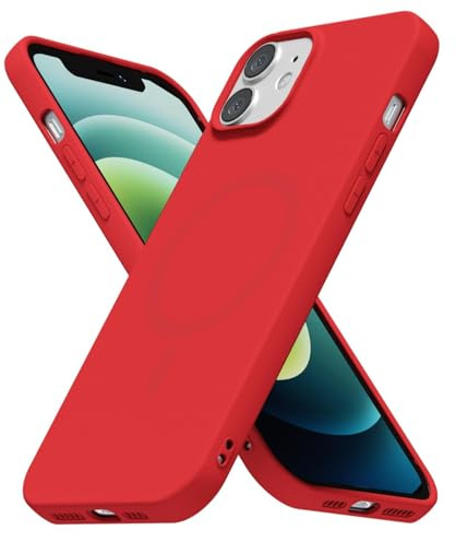 LoeoeL for iPhone 12/12 Pro Case Silicone Mag Safe, Compatible with Magsafe Ultra Slim Thin Magnetic Phone Case for Women Girls, Soft Rubber Gel Matte TPU Solid Color Minimalist Cover, Red