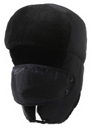 FOSDICK Fliegermütze Unisex, Fellmütze mit Ohrenklappen Gesichtsmaske, Winddicht Trappermütze Damen Herren, Warme Wintermütze, Winddicht Bomber Hut, Russische Mütze, Fellmütze, Uschanka Bombermütze