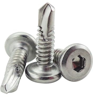 Fajoeda 40 viti autofilettanti a testa piatta, 6,3 x 19 mm, 410, in acciaio inox (disponibili da 16 mm a 45 mm, argento)