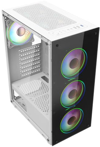 ASC Intel Core i7 Gaming PC Bundle, GT730 2GB, 16GB RAM, 512GB SSD + 500GB HDD, 500W 80+ PSU, White 6 Fan RGB Case, WiFi, Windows 11, 22 Monitor – High Performance Gaming Setup