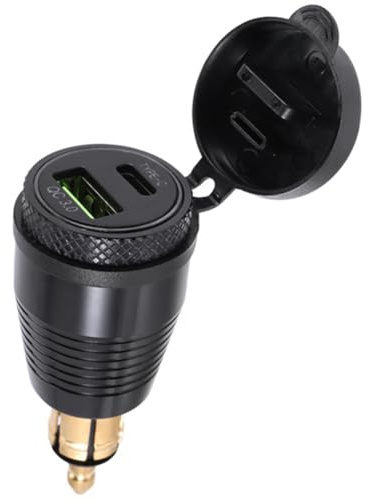 TOBEOME Motorcycle DIN Plug Waterproof Charger to QC3.0 USB Charger & Type C 30W Power Delivery Adapter Socket