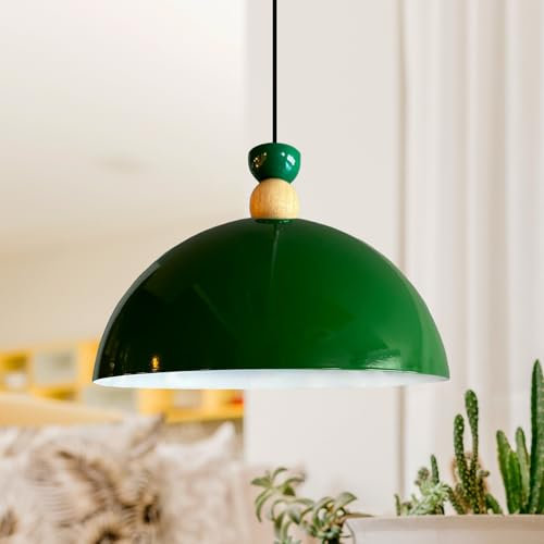 bamyum Yimpi Küchenlampe Hängend Vintage Ø30 cm, Lampenschirm Hängelampe Esstisch Küche, Pendelleuchte Wohnzimmer, Grün