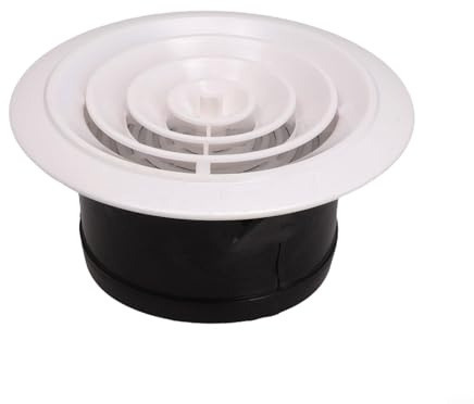 Honseadek Ventilación interior de pared para baño, rejilla de ventilación para techo, ABS, color blanco, 75200 mm, montaje en cubierta, rejilla de cocina para variable, color negro (125 mm)