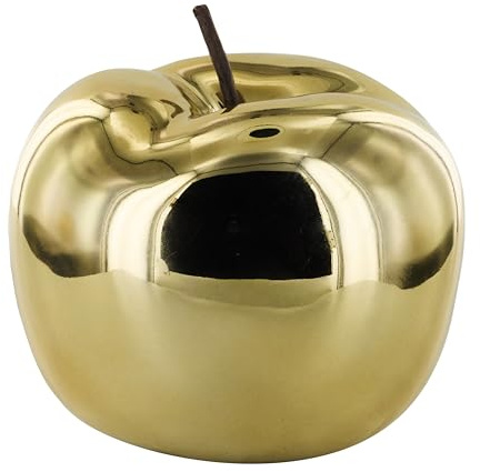 HOME DECO FACTORY - HD0529 - Goldene Keramik Apfel Statue - Elegante Innendekoration H13cm - Glänzendes Finish - Modernes Design - Perfekt für Tisch oder Regal - Gold - Höhe 13cm