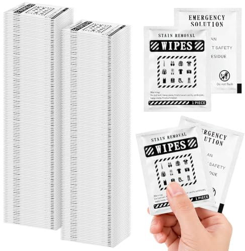200 Pack Clothes Stain Remover Wipes, Individually Wrapped Cleaning Wipes | For Clothes, Fabric & Jackets, No-rinse Cleaner, Portable Instant Stain Remover Wipes Bulk for Travel Office Wedding Party