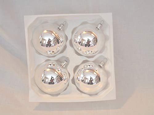 Christbaumschmuck 8cm Kugel silber uni 4fach mundgeblasen
