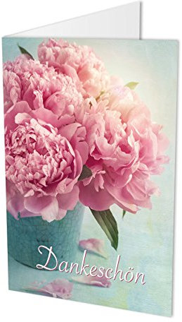 10 Dankeskarten (Klappkarten) PFINGSTROSEN und 10 hochwertige, haftklebende Umschläge. Danke sagen, Hochzeit, Geburt, Baby, Taufe, Geburtstag, Jubiläum