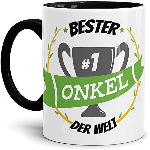 Tassendruck Kaffee-Tasse Bester Onkel Innen & Henkel Schwarz/Lustig/Fun/Mug/Cup/Geschenk/Beste Qualität - 25 Jahre Erfahrung