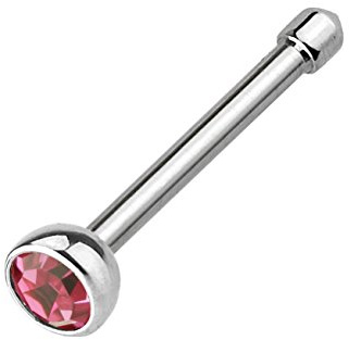 beyoutifulthings Nasen-Piercing KRISTALL Nasen-Ring Nasen-Stecker Press Fit Stift Chirurgenstahl Silber Multicolor Stab-Dicke 0,8mm