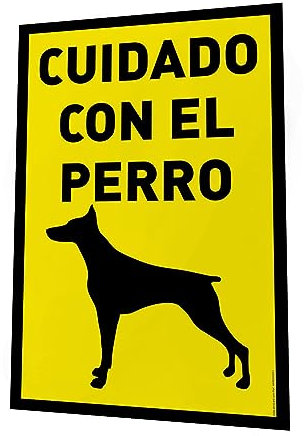 akrocard - Cartel Resistente PVC - CUIDADO CON EL PERRO DOBERMAN - Señaletica de advertencia - (DOBERMAN)