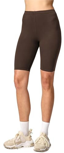 Merry Style Damen Sport Leggings kurz Sportleggings Radlerhose Sporthose aus Viskose MS10-145 (Braun, XS)