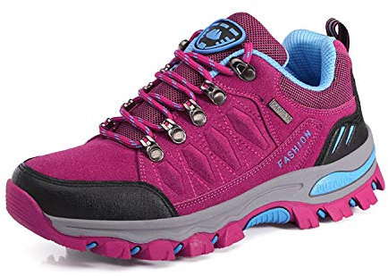 WOWEI Scarpe da Escursionismo Arrampicata Sportive All'aperto Traspiranti Trekking Sneakers da Donna Uomo,98018 Rosa Rossa,40 EU