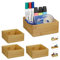 Relaxdays 4 x Ordnungsbox Bambus, stapelbar, natürliche Optik, Aufbewahrungsbox Küche, Bad, HxBxT: 6,5 x 15 x 15 cm, Natur