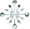 Timelike Wall Clock, 16 Metal Kitchen Cutlery Utensil Spoon Fork Wall Clock Creative Modern Home Decor Antique Style Wall Watch (Silver)
