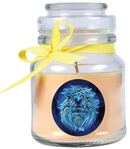 HS Candle Sternzeichen Duftkerze Vanille im Bonbonglas (Löwe) - viele Motive zur Auswahl, 120g - Brenndauer bis zu 30 Std - Leo