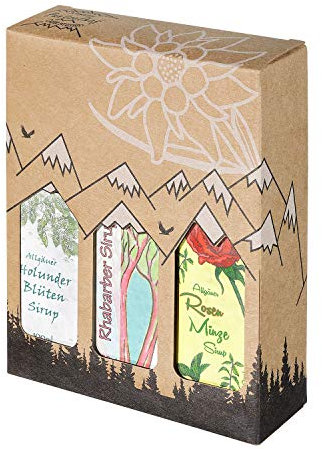 Allgäuer Genuss-Box - Feinkost Geschenk-Set - 3 x 100ml feinster Sirup - Allgäuer Delikatessen mit Geschenkverpackung als Geschenk-Set