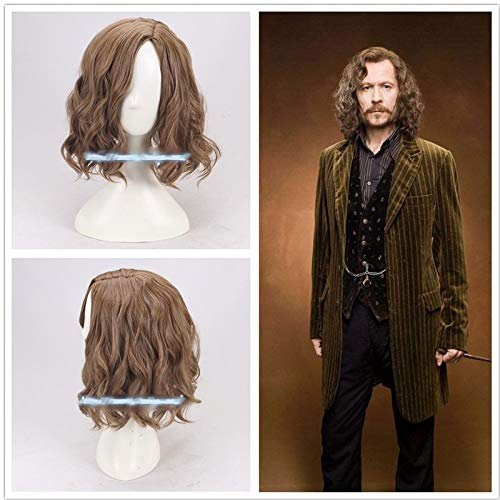 Sirius Brown Curly Wig Cosplay Wig Halloween Role Play Sirius Black Hair Costumes+Wig Cap