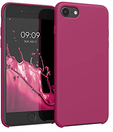 kwmobile Cover per Apple iPhone SE (2020/2022) / 8/7 Custodia - Back Case per Smartphone in Silicone TPU - Protezione Gommata - rosa lampone