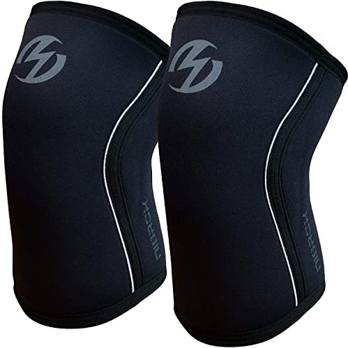 Nisrok Rodilleras (1 par), rodilleras de compresión de neopreno de 7 mm, gran apoyo para entrenamiento cruzado, levantamiento de pesas, levantamiento de potencia, sentadillas, baloncesto y más