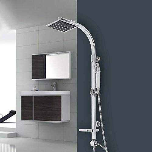 Duscharmatur Duschset Regendusche Duschsystem komplett Edelstahl Duschkopf Set mit Handbraus-integrierter Antikalk-Technologie,Moderde Design Duscharmatur mit Seifenschale