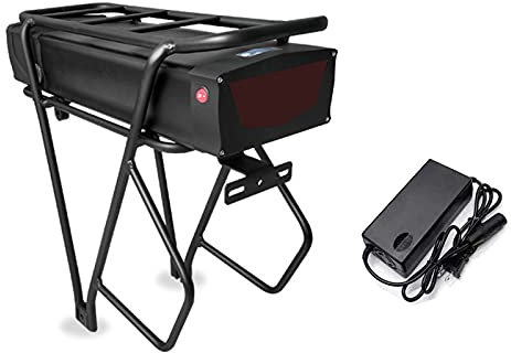 Batterie Au Lithium avec Porte-Bagages Arrière Batterie Lithium-ION pour Vélo Électrique 36V/48V/52V Batteries Rechargeables De Grande Capacité avec Chargeur et Port USB (52V21Ah)