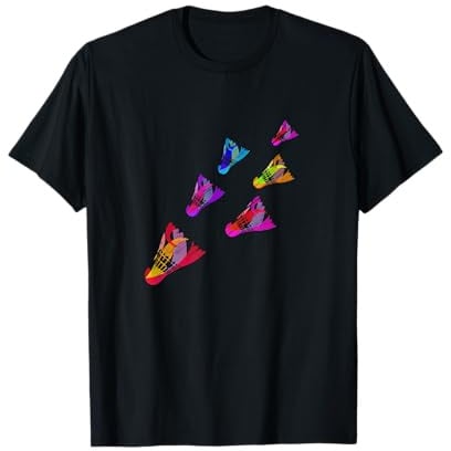 Buntes Badminton-Federball-Kunst-Sport-T-Shirt T-Shirt