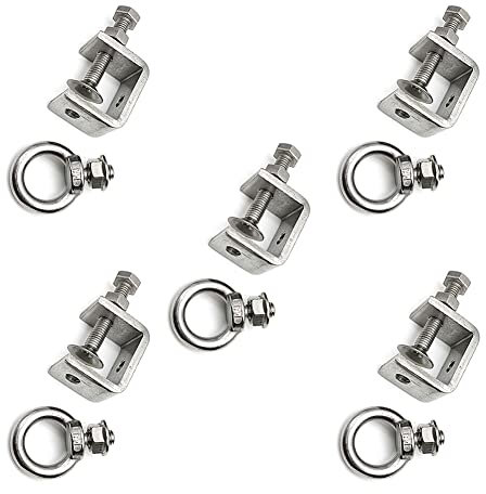 5Pcs C-Clamps;C Clamp Stainless Steel, Beam Clamp.Comes with Stainless Steel Screw Ring That Can Withstand 100 Pounds(medium)