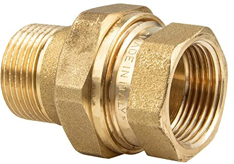 tecuro Messing Verschraubung 1 1/2 Zoll IG x AG flachdichtend, inkl. HD-Pressdichtung, Messing CW617N gem. Trinkwasserverordnung 50930-6