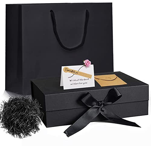 Bymivofun Geschenkbox mit Schleife, Grußkarte, Papiertüte, Geschenk-Füller-Papierfetzen, für Geschenk, Geburtstage, Jubiläum, Paare, Familie, Valentinstag, Weihnachten