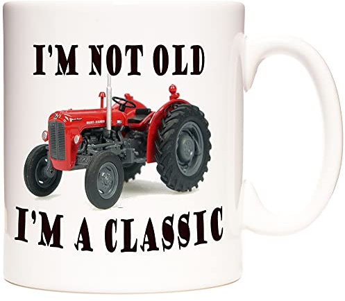 Stoneys Badges 11OZ I'm Not Old I'm A Classic - Red Tractor Mug for Tea or Coffee, White