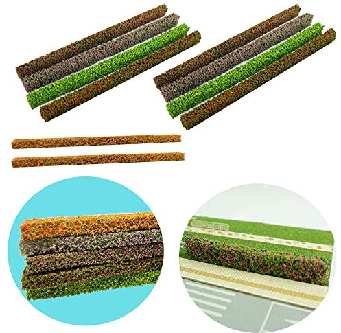 Cayway 5 PCS Miniature Buisson Bandes, Modélisme Ferroviaire Haies en Fleurs Autocollantes d’Herbe Statique pour Le Bricolage Architecture Bâtiment Jardin Paysage