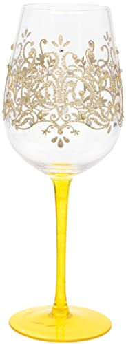 Maturi Verre à vin peint à la main, motif floqué doré, 400 ml, boîte cadeau