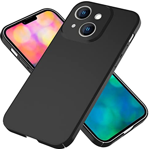 NALIA Ultra Slim Hardcase für iPhone 14, 0.5mm Dünn - Hülle, Schwarz | Erhöhter Kamerarand, Kabelloses Laden, Kratzfestes Polycarbonat, Rutschhemmende Silk-Touch Oberfläche, PUREFIT
