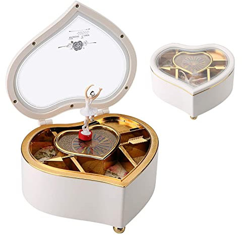 AIBAOBAO Tänzerin Klavier Spieluhr, Ballerina Musical Auto Mechanische Klavier, Mini Piano Tabletop Ornament, kann als Weihnachten, Valentinstag, Geburtstagsgeschenk Verwendet Werden (heart)