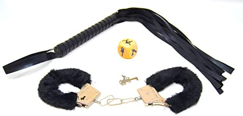 BETTER WITH FRIENDS 3 x pezzo manette nero, dado, campanello polizia donna, polizia, infermiera, medico, ufficiale di sicurezza, accessorio per costumi