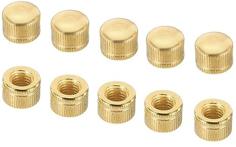 PATIKIL M8 Cappuccio Dado, 10pz Dado Dado Vite Pomello Cappuccio Inserto Bullone Coperchio Femmina Filettatura Zigrinata Ferramenta Raccordi Luce Fissaggi Oro Tono