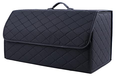 MAATEE Leather Car Boot Bags Organizers Storage Box, for Mercedes Benz R SLC SLK SL S class V class, Collapsible Boot Tidy Trunk Stowing Accessories,Black-L