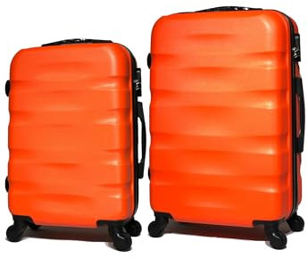 CELIMS - 2-teilige Koffersets | Mittlerer Koffer + Großer Koffer | Mittlerer Koffer 4 Räder + Großer Koffer 4 Räder Leicht | Koffer-Set | Orange