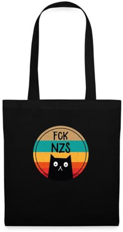 Spreadshirt FCK NZS Katze Gegen Rechts Politik Einkaufstasche, One size, Schwarz