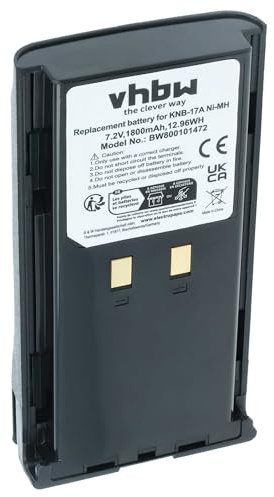 vhbw Akku Ersatz für Kenwood KNB-52N | KNB-22N, KNB-21N, KNB-17N, KNB-17A, KNB-16A für Funkgerät, Walkie Talkie (1800 mAh, 7,2 V, NiMH)