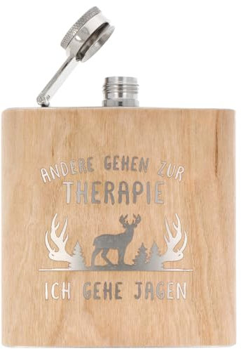 Spruchreif | Flachmann aus Edelstahl mit Gravur | Flachmann aus Holz | Geschenk für Jäger Jägerin | Jagdgeschenk | Jäger Geschenke
