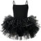 AIEOE Tanzkleider für Mädchen Klassisches Ballettkleid Balletttutu Trikot Schrittgurt Mit Knopf Ärmellos für Mädchen 2-4 Jahre Schwarz A