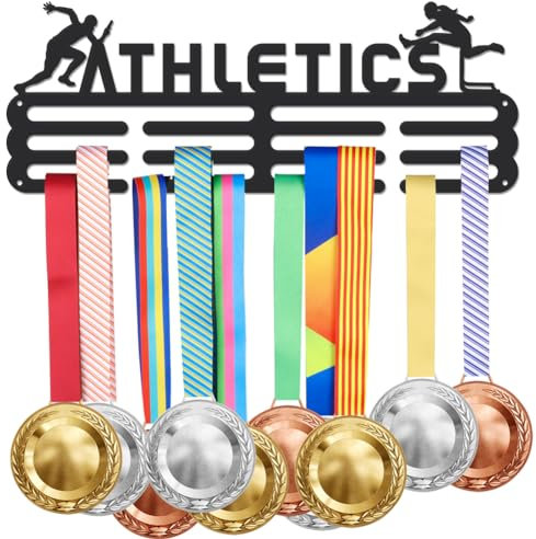 SUPERDANT Leichtathletik Medaillenhalter Laufsport Rennen Medaillen Aufbewahrung Rack Hürdenlauf Wandhalterung Eisen Bandhaken Medaillen Halter Auszeichnungen Bänder Halter Für Läufer Spieler