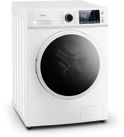 Midea 24 Inch All-in-One Front Load Washer Dryer Combo, 2.7 Cu.ft 26lbs Ventless Full-Automatic Washing Machine with Steam Care, Overnight Dry, 1400 RPM 16 Wash Cycles, White